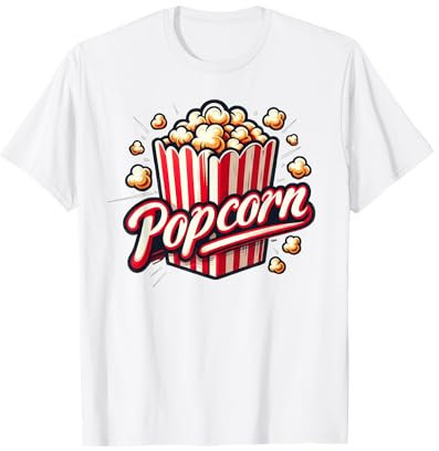 Popcorn Kostüm Kinder T-Shirt, Kinder, Unisex, Kurzarm, T-Shirt, Weiß, S, Klassisch