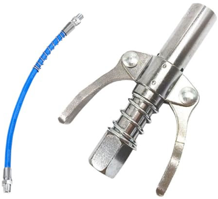 Ugello per Pistola a Grasso, Testina per ingrassatore G Coupler con Doppia Impugnatura - Adatto per Tutte Le Pistole a Grasso M6-M14, Tubo da Incluso Loopunk