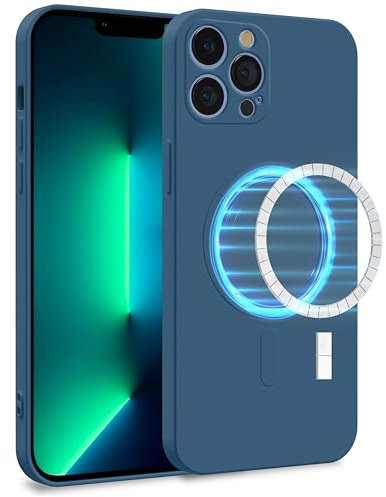 MyGadget Funda [ Compatible con MagSafe ] para Apple iPhone 13 Pro MAX en Silicona TPU - Carcasa de Doble Capa - Case Resistente Antigolpes y Anti choques - Azul Oscuro