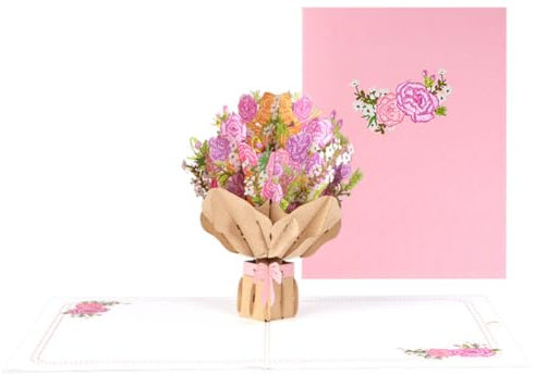 scicent Dankeschön Karte 3D Pop-up Grußkarte mit Motiven ein Bunte Blumenstrauß zum Geburtstag Feiertag Valentinestag Hochzeit Jubiläum für Familie Freunde Mitarbeiter mit Umschlag - 22575
