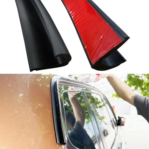 Gouttière anti-pluie, bande autocollante en PVC en forme de J, pour porte de voiture, camion, camping-car, bateau, van - Noir, 9 m