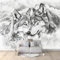 Papier Peint Mural Chambre Loup Gris Dessiné À La Main 350 x 256cm Poster Geant Mural 3D Tableaux Muraux Tapisserie Photo, Salon Chambre d'enfants Mur de Fond Papier Peint Panoramique