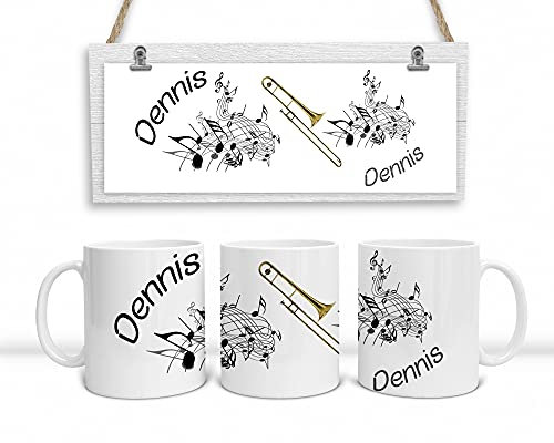 Personalisierte Musiker-Tasse Posaune – Individuelle Keramiktasse mit Namen, 330 ml, spülmaschinenfest, Geschenkidee für Musiker