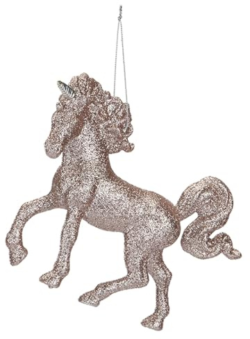 VFM e-Store - Christmas Tree Decoration Hanging Unicorn Ornament X 1 Stocking Filler Xmas Present Celebration Festive Winter Ornaments - 13cm Rose Gold