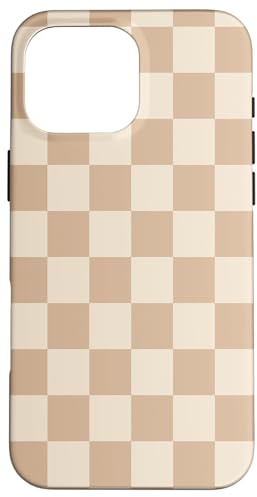 Grand damier rétro beige clair classique Coque pour iPhone 16 Pro Max