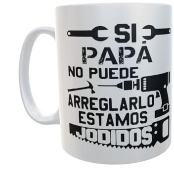 Los Eventos de la Tata - Regalo original para padres - Regalo día del Padre (Taza Papa Arregla Blanco)