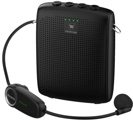 Bluetooth 5.0 Voice Amplifier for Teachers, Wireless Voice Amplifier with Bluetooth Headset Microphone & Waistband, Rechargeable Portable Megaphone Speaker Headset System for Guides, Coaches WB002