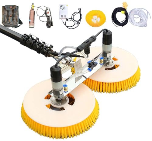 vnmudzeo Brosse De Nettoyage éLectrique Double TêTe, Connexion Stable en T, Longueur RéGlable, Machine à Laver Les Panneaux PhotovoltaïQues Portative, Distance De Lavage De 70 Cm,Wired-7m/23ft