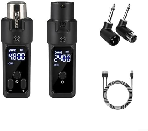 Lecreatekit Kabelloses Mikrofonsystem, Sender, Empfänger, Mikrofon-Sender, Empfänger, Leistung, XLR-Konnektivität für dynamische Nutzung (1 für Kondensator)