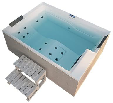 Home Deluxe - Outdoor Whirlpool Nimbus Deluxe - con scale e copertura termica - Dimensioni: 190 x 140 x 70 cm - Incl. riscaldamento, 18 getti massaggianti I vasca idromassaggio esterno per 2 persone