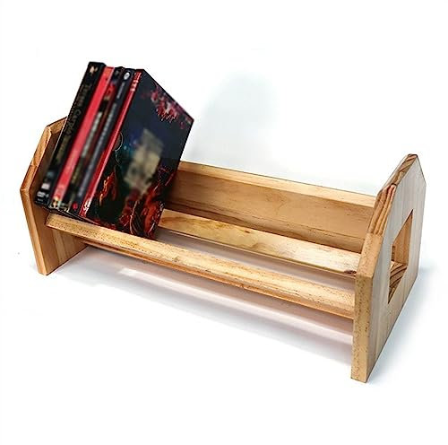 Porta CD Portaoggetti for dischi in vinile, espositore da tavolo for CD, scaffale for negozio di album musicali in legno di pino vintage, può contenere fino a 50 album o CD Porta dischi in vinile(Natu