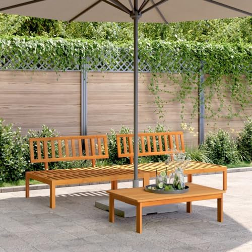 Qnhdfrt Garten-Mittelsofa aus Akazienholz 2er-Set Outdoor Sofa Lounge Balkonmöbel mit Rückenlehne Langlebig & Modulares Design für Garten, Balkon und Terrasse