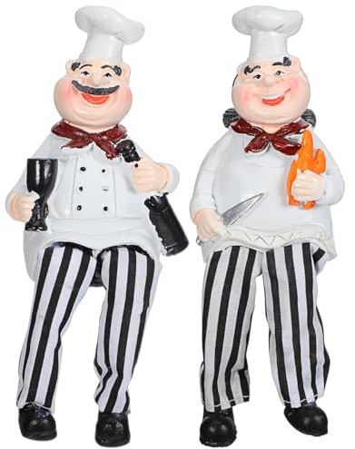 Ipetboom Koch Figur Deko Lustig Aus Harz 2Er Set Desktop Ornament Polyresin Figuren Für Küche Arbeitsplatte Regal Und Büro Kleine Chef Statue Als Wohnkultur Und Geschenk