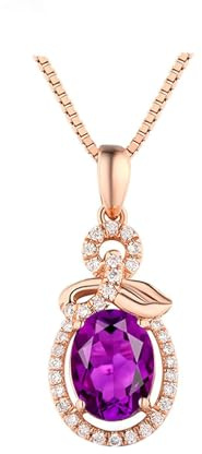 Mesnt Anhänger Halskette, 18K Rotgold Collier für Frauen with Amethyst 0.91ct