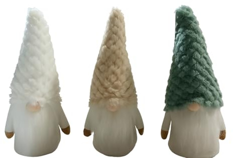 hausleben Deko Wichtel Set 3er – 23 cm Handgemachte Weihnachtsdeko Figuren aus Stoff mit Strickmütze – Skandinavische Weihnachtswichtel für Tisch, Fensterbank, Regal & Winter Dekoration