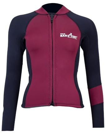 Two Bare Feet Women's Harmony 3mm Neoprene Wetsuit Jacket – Front Zip Thermal Surf Top for Swimming, Paddleboarding & Watersports