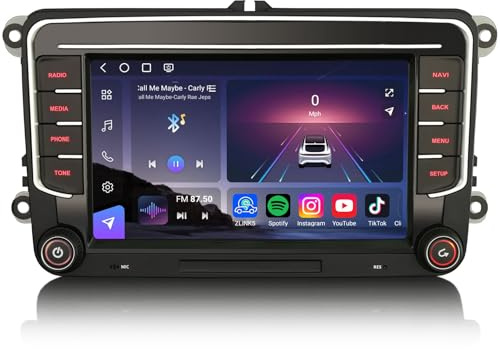 7 8-Kern 8GB+128GB Android 14 Autoradio Carplay GPS Navigation für VW Polo 6R Passat B6 Golf 5 6 Jetta Caddy EOS T5 Tiguan Seat Skoda CarPlay Android Auto WiFi 4G Dab+SWC Touchscreen IPS Canbus