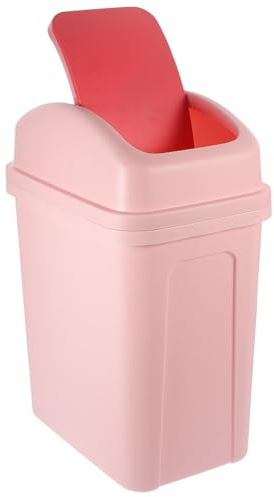SHINEOFI Poubelle Rose à Couvercle Battant, en Pp, Grand Volume, Forme Mince, Stable et Fiable, Cuisine et Salle de Bain, Usage Quotidien