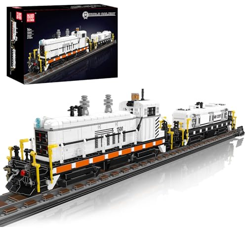 Mould King 12051 Diesel Lok Klemmbausteine Set EMD SW1500, Große Rangierlok mit Schienen & Waggon, Technik Modellbau Zug für Erwachsene, Sammler Eisenbahn (2462+ Teile)