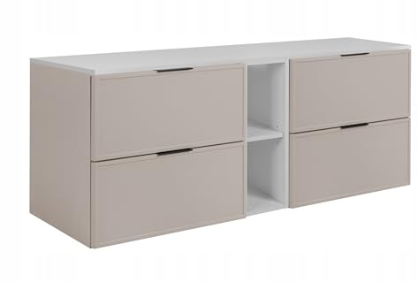 Rodan Moderne Möbel - Schrank Weiß, Kaschmir - Möbelstück - Bastelregal – Bastelplatte 140,6 x 58,6 x 46 cm