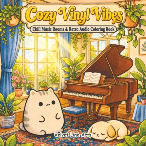 Cozy Vinyl Vibes: Chill Music Rooms & Retro Audio Coloring Book