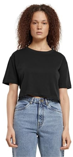 Urban Classics Damen T-Shirt, Lockere Passform, Jersey, Schwarz, XS