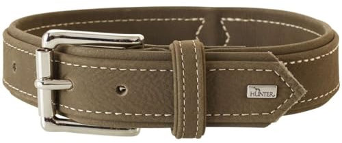 HUNTER HUNTING Hundehalsband, Leder, Nubuk, robust, weich, 50 (S-M), oliv