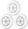 AIGUOZER 3 Pack LED Motion Sensor Night Light, PIR Motion Sensor LED Cabinet Lights Battery Powered Wireless Lighting Night Light Stick with FREE 3M Adhesive Pads & Magnetic for Stairs,Wardrobe-White