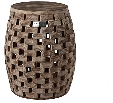 Balkene Home 62419 Maya Oval Rustic Garden Stool Wood Outdoor Seating & End Table Portable Adaptable Outdoor Furniture - Seasoned Patina Finish