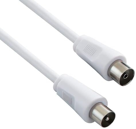 CABLEPELADO Cable Antena TV Macho Hembra recto | coaxial | Compatible televisión, decodificador, Tomas de TV | 75 Ohm | Blanco | 1.50 Metros