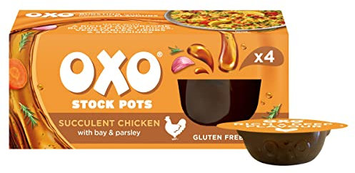 OXO Stock Pots Succulent Chicken With Garlic & Thyme With Real Meat Juices, 4 x 20 g (80 g)