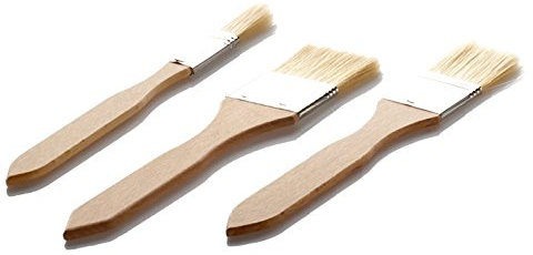 Lares Pincel para hornear o cocina – de madera de haya – ideal para engrasar y glasear – Juego de 3 (1,5 cm + 2,5 cm + 3,5 cm de ancho de cepillo) – Fabricado en Alemania