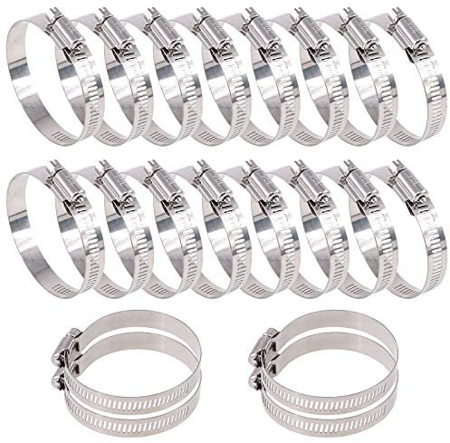 Glarks Lot de 20 colliers de serrage réglables en acier inoxydable 304 de 46 à 70 mm pour tuyaux d'eau, plomberie, automobile et mécanique (46-70 mm)