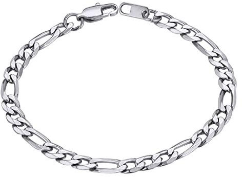 ChainsHouse Edelstahl Damen Herren 6mm Armband 19cm lang schwarz Armskette mit Geschenkebox für Weihnachten Valentinstag