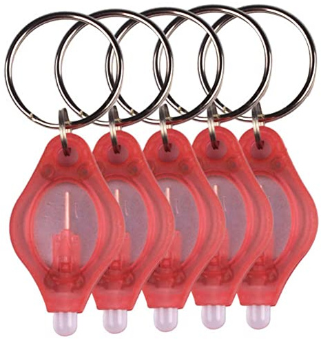 Ebilun 10pcs LED lampe de poche porte-clés doigt lumière Lampe torche | Mini Lumière vive lampe de poche avec porte-clés pour les zones sombres Camping / Chasse / Randonnée (rouge)