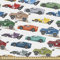 ABAKUHAUS Rennauto Gewebe als Meterware, Diagonal Fahrzeuge Speeding, Schön Gewebten Stoff für Polster und Wohnaccessoires, 1M (148x100cm), Grau Mehrfarbig