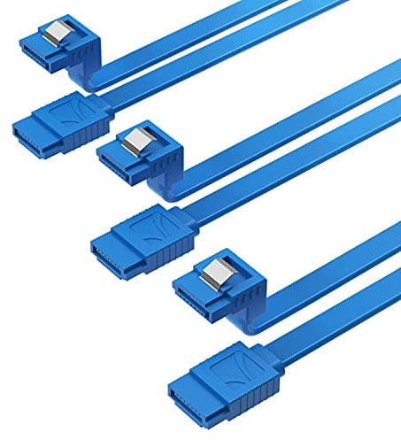 SABRENT Cavo SATA III SSD/HDD Hard Disk interno, Cavo dati SATA 3 (6 Gbit/s), Cavo SATA PC, ad angolo retto con linguetta di blocco, per drive HDD/SSD/CD/DVD (Confezione da 3-50 cm) Blu (CB-SRB3)