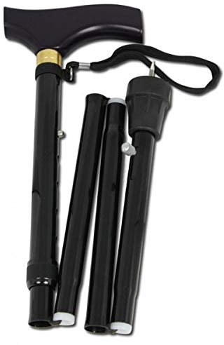 UK care Direct Height Adjustable Ice-Tip Winter Walking Stick – Lightweight Aluminum Shaft with Spiked Tip for Extra Traction on Snow, Ice and Mud, Maximum User Weight 18 Stone/115kg (Black, 1 Pack)