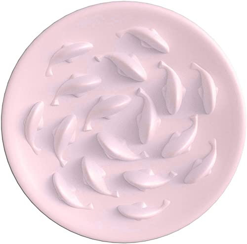 Cilkus Slow Feeder Napf für Katzen und kleine Hunde, Fisch-Pool-Design, lustig, interaktiv, Blähstop, Puzzle, Futterschale, gesunde Ernährung, Lebensmittelqualität, spülmaschinengeeignet (Pink)