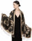 Achillea Weicher, seidiger, wendbarer Paisleymuster, Pashmina-Schal mit Fransen, Blumenmuster, Schwarz und Gold, 28 W x 76 L