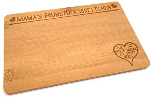 Samunshi® Holzbrett mit Gravur Mama's Frühstücksbrettchen aus Bambus Brett Frühstücksbrettchen als Holz Schneidebretter Holzbrett Küche Vesperbr