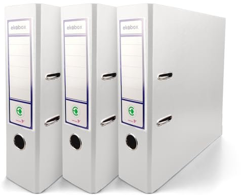 Netuno 3x Akten-Ordner Weiß DIN A4 Ekobox 2-Ring-Mechanik Ringorder a4 8cm Kunststoff Ordner a4 breit Büroordner Plastikordner Briefordner a4 Ringmappe breiter Aktenordner PP-Ordner farbig