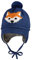 maximo Mini Boy-Mütze, Intarsie Fuchs ausgenäht, Bindeband, Pompon, Futter Made in Germany