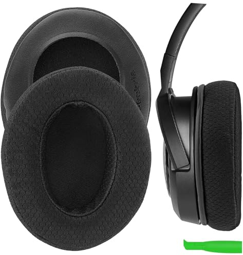 Geekria Komfort Ersatz-Ohrpolster aus extra dickem Mesh-Gewebe für Corsair HS35, HS40, HS45 Kopfhörer – Ohrkissen, Reparaturteile (Schwarz)