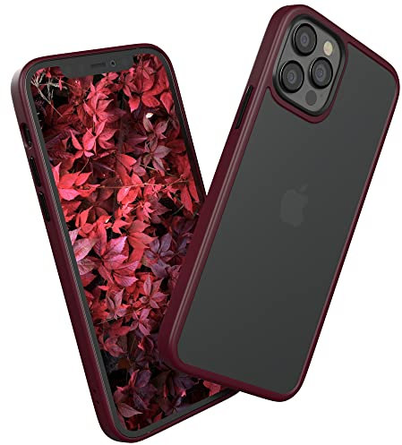EAZY CASE Ultra Schutz Outdoor Hülle kompatibel mit iPhone 12/12 Pro, hochwertige Schutzhülle mit Ultra Aufprallschutz, Stoßfest und Kratzfest, dünne Handyhülle mit Kameraschutz, Dunkel Rot