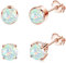 ORAZIO 2 Pair of Opal Stud Earrings Set 18K White Gold Plated Stainless Steel Post Round Cut Created Cubic Zirconia Opal Dot Ear Stud for Women 6MM Hypoallergenic Jewellery