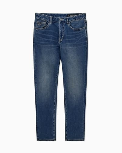 Armani Exchange Jeans Uomo, Modello Slim Fit, in Misto Cotone, Vita Normale, Chiusura con Cerniera Nascosta, Tasche Laterali e Posteriori, Linea Affusolata, Lunghezza Normale, Slim