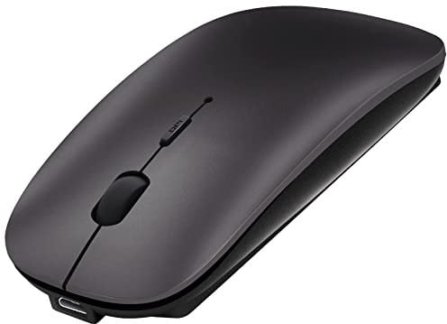 AE WISH ANEWISH Bluetooth Maus fur Laptop/iPad/iPhone/Mac (iOS 13.3.2 und höher) / PC/Tablet, Wiederaufladbare Leise Mini Maus für Windows/Linux, 3 DPI Einstellbar Grau