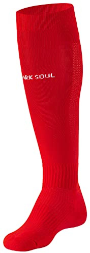 STARK SOUL Fussballstutzen mit gepolsterter Sohle, Sportsocken, Fussballsocken, für Herren & Damen | Rot | Größe: 43-46
