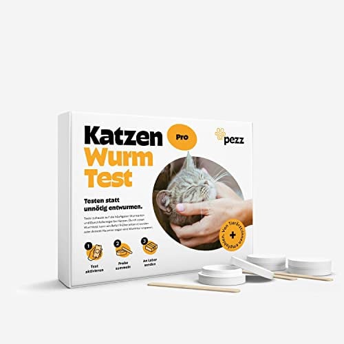 Pezz Wurmtest für Katzen (PRO) zum Testen auf die häufigsten Wurmarten inkl. Giardien | Labor-Befund inkl. Handlungsempfehlung | mit gratis Labor-Versand (1 Stück)